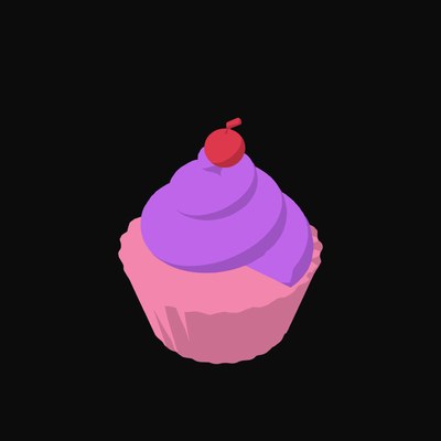 Purple Frosted Cupcake Animated Icon - animated icon from Clay Food Motion Icons