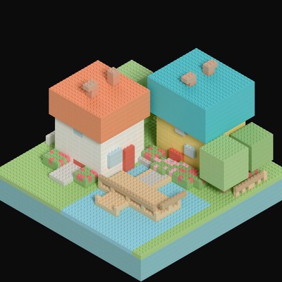 Toy Brick Village Diorama - 3D icon from Toy Brick Dioramas