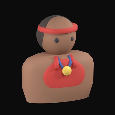 Athlete in a Red Singlet with a Gold Medal - 3D icon from People and Profession Avatars 3D Icons