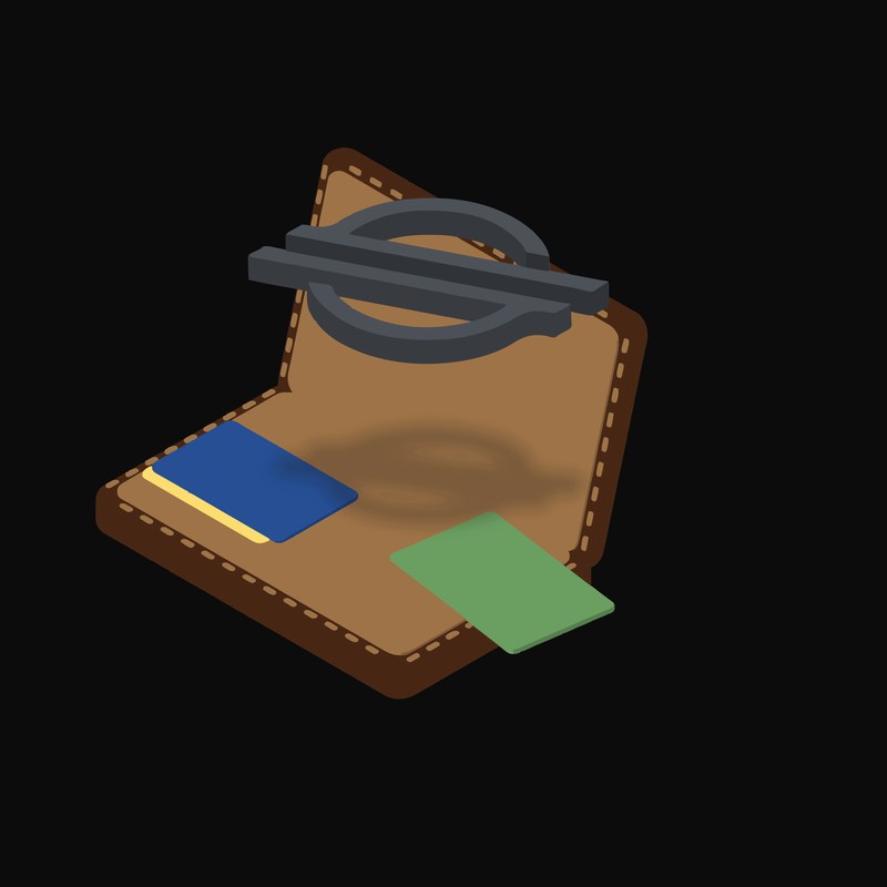 Stellar Floating Over a Wallet (Back) - illustration from Crypto & Currency Wallet Float