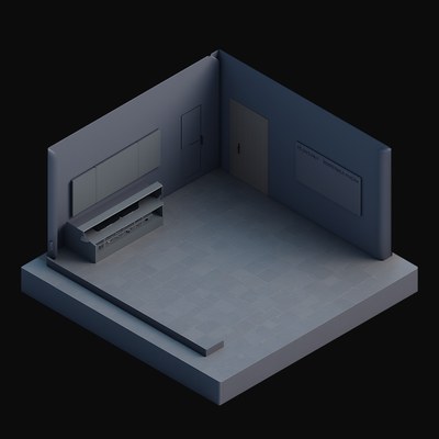 Indigo Electronics Store with Display Plinths - 3D icon from Isometric Clay Room Scenes