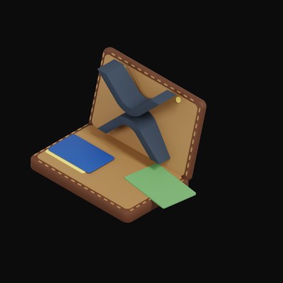 XRP Floating Over a Wallet - 3D icon from Crypto & Currency Wallet Float