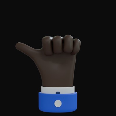 Black Thumb Pointing Left Business Hand 3D Icon - 3D icon from Business Hand Gestures 3D Icons