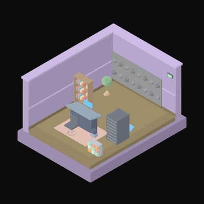 Muted Violet Recording Studio with a Mixing Desk - illustration from Isometric Room Block Icons