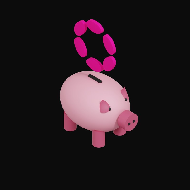 Polkadot Floating Over a Piggy Bank - 3D icon from Crypto & Currency Piggy Bank Float