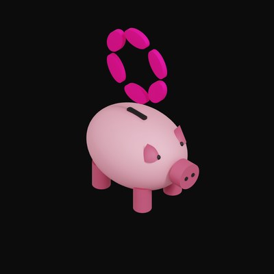 Polkadot Floating Over a Piggy Bank - 3D icon from Crypto & Currency Piggy Bank Float