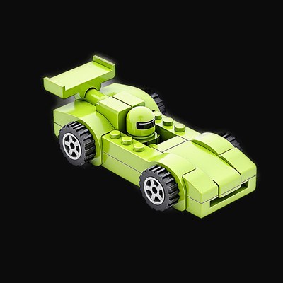 Green Toy Brick Racing Car - Plastic 3 - 3D icon from Toy Brick Vehicles - Plastic