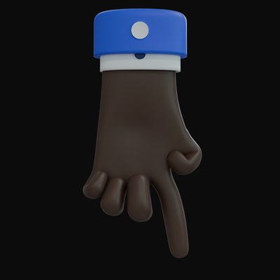 Black Pointing Down Business Hand 3D Icon - 3D icon from Business Hand Gestures 3D Icons