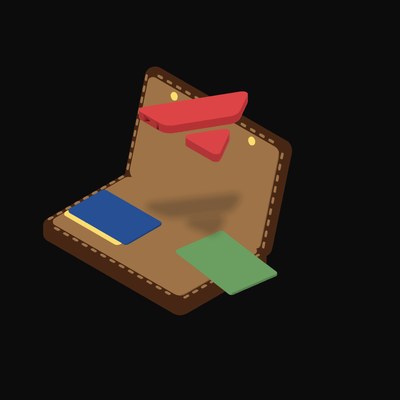 Avalanche Floating Over a Wallet (Back) - illustration from Crypto & Currency Wallet Float