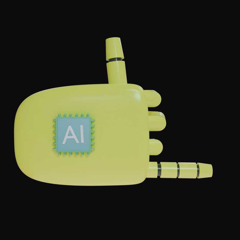 Yellow Rock On Robot Hand 3D Icon - 3D icon from Robot Hand Gestures 3D Icons
