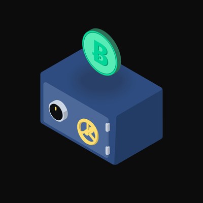 Bitcoin Cash Floating Over a Safe - animated icon from Crypto & Currency Safe Float