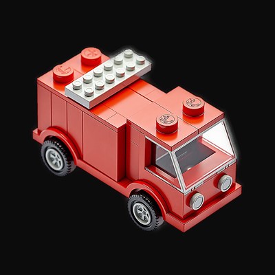 Red Toy Brick Fire Truck - Plastic 2 - 3D icon from Toy Brick Vehicles - Plastic