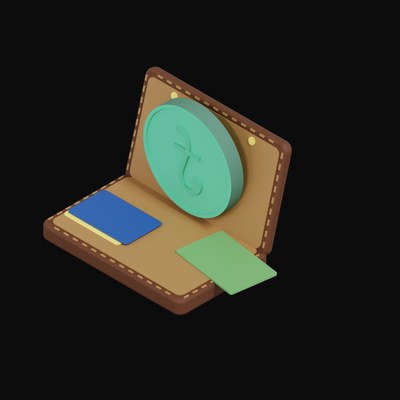Bangladeshi Taka Floating Over a Wallet - 3D icon from Crypto & Currency Wallet Float