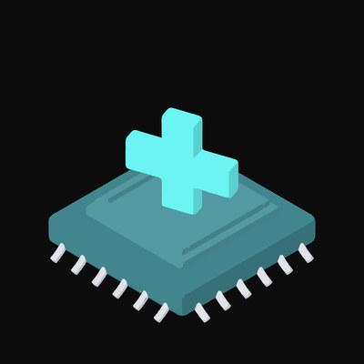 Teal Quantum Computing Chip Icon - illustration from AI Chip and Processor Icons