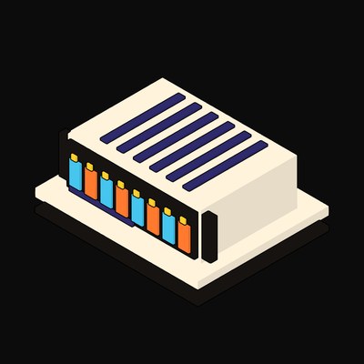 Cream GPU Server with Eight Accelerator Sleds - illustration from Neo Brutalist AI Hardware Icons