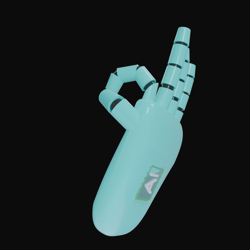 Cyan OK Sign Robot Hand 3D Icon - 3D icon from Robot Hand Gestures 3D Icons