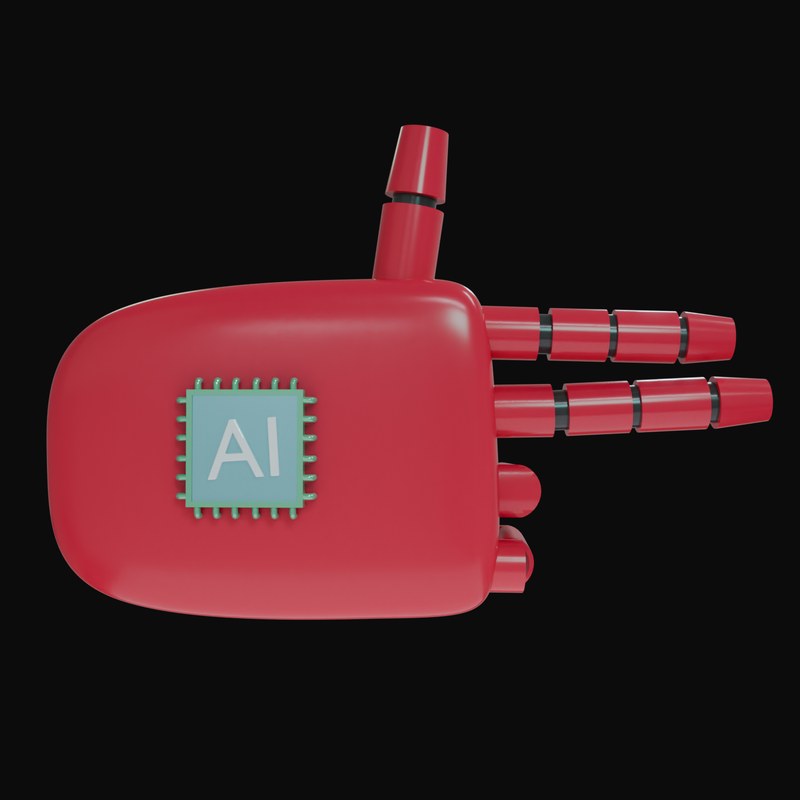 Crimson Finger Gun Robot Hand 3D Icon - 3D icon from Robot Hand Gestures 3D Icons
