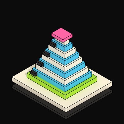 Cyan High Bandwidth Memory Stack - 3D icon from Neo Brutalist AI Hardware