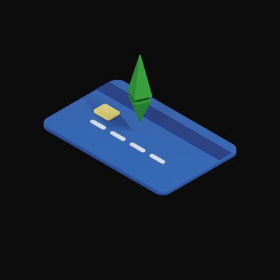 Ethereum Classic Floating Over a Credit Card - 3D icon from Crypto & Currency Credit Card Float