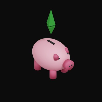 Ethereum Classic Floating Over a Piggy Bank - 3D icon from Crypto & Currency Piggy Bank Float