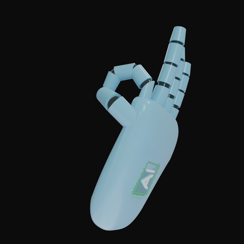 Sky Blue OK Sign Robot Hand 3D Icon - 3D icon from Robot Hand Gestures 3D Icons