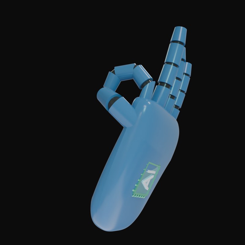 Steel Blue OK Sign Robot Hand 3D Icon - 3D icon from Robot Hand Gestures 3D Icons