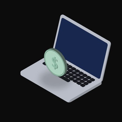 Mexican Peso Floating Over a Laptop - illustration from Crypto & Currency Laptop Float