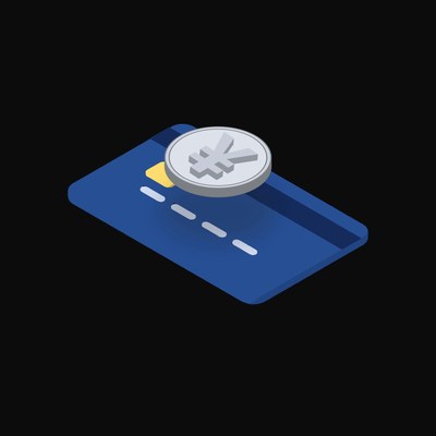 Japanese Yen Floating Over a Credit Card (Back) - animated icon from Crypto & Currency Credit Card Float