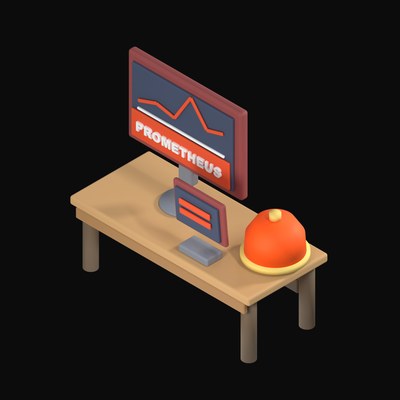 Prometheus Time Series on a Desk Monitor - 3D icon from Isometric Developer Stack Desks 3D Icons