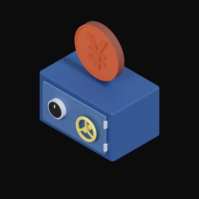 Chinese Yuan Floating Over a Safe - 3D icon from Crypto & Currency Safe Float