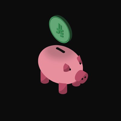 Saudi Riyal Floating Over a Piggy Bank - animated icon from Crypto & Currency Piggy Bank Float