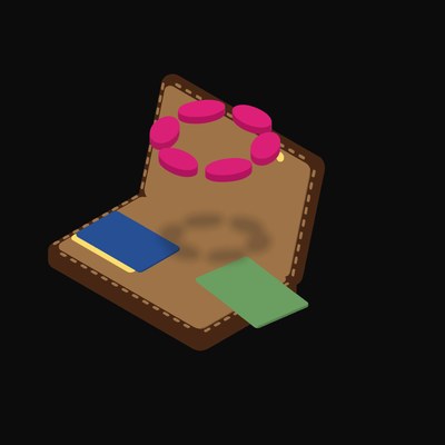 Polkadot Floating Over a Wallet (Back) - illustration from Crypto & Currency Wallet Float