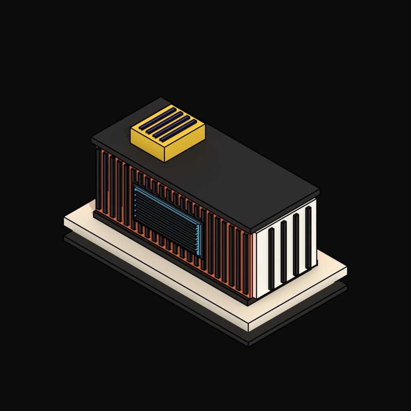 Orange Modular Data Hall Container - 3D icon from Neo Brutalist AI Hardware