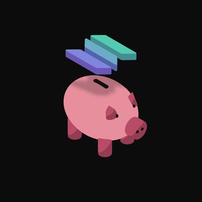 Solana Floating Over a Piggy Bank (Back) - animated icon from Crypto & Currency Piggy Bank Float
