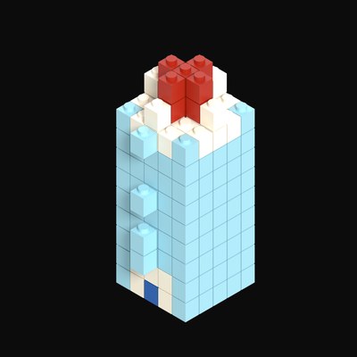 Toy Brick Domed Bank Building - 3D icon from Toy Brick City