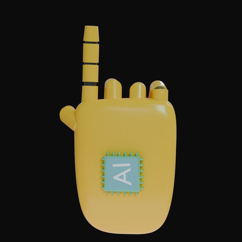 Amber Pointing Up Robot Hand 3D Icon - 3D icon from Robot Hand Gestures 3D Icons