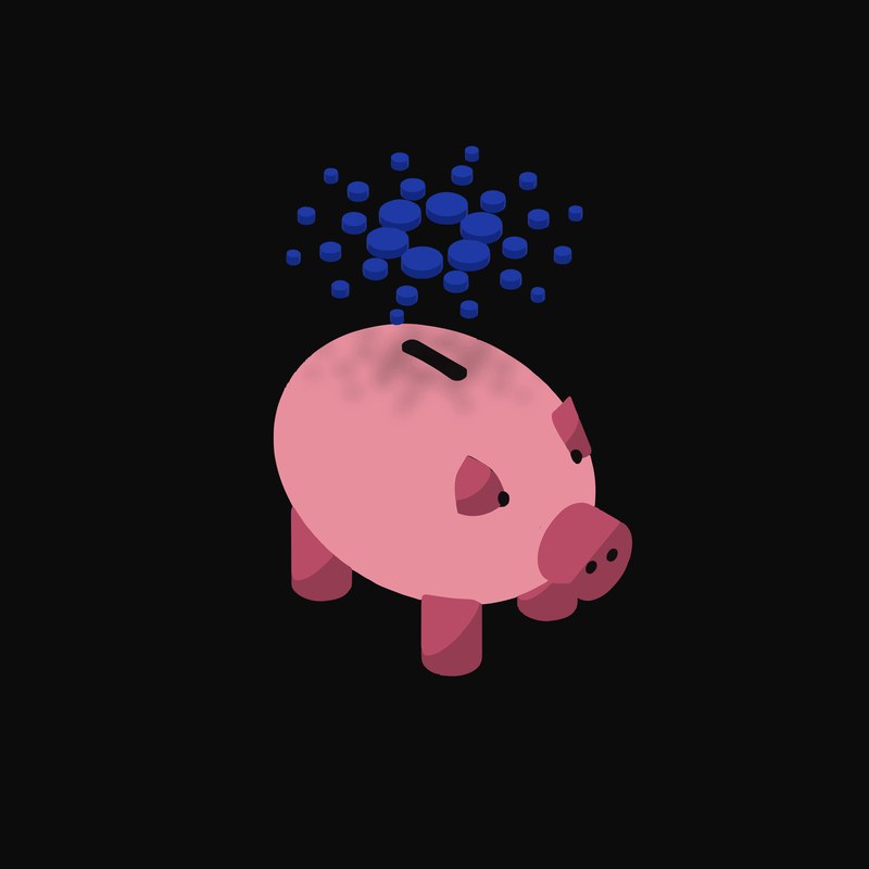 Cardano Floating Over a Piggy Bank (Back) - animated icon from Crypto & Currency Piggy Bank Float