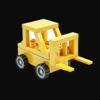 Yellow Toy Brick Forklift - Plastic 2 - 3D icon from Toy Brick Vehicles - Plastic