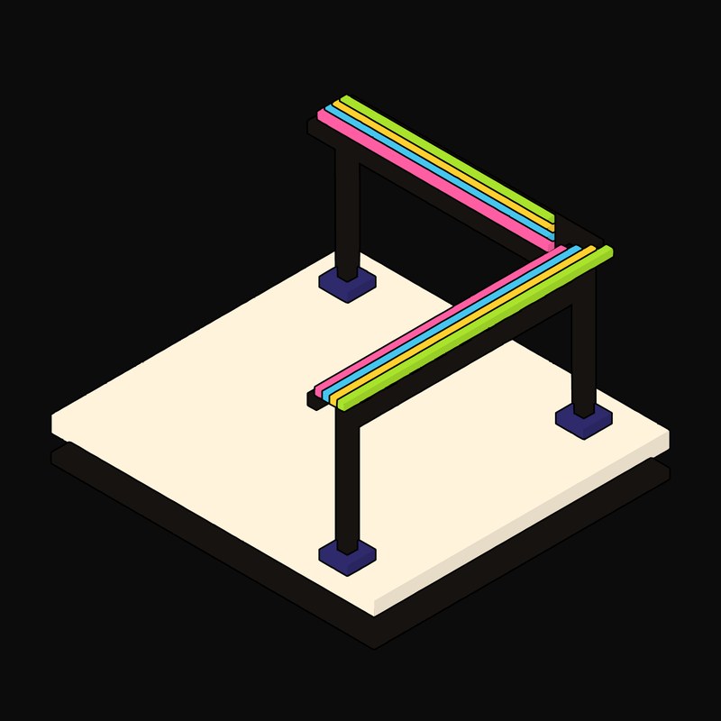 Ink Overhead Cable Tray Turning a Corner - illustration from Neo Brutalist AI Hardware Icons