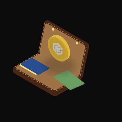 BNB Floating Over a Wallet - illustration from Crypto & Currency Wallet Float