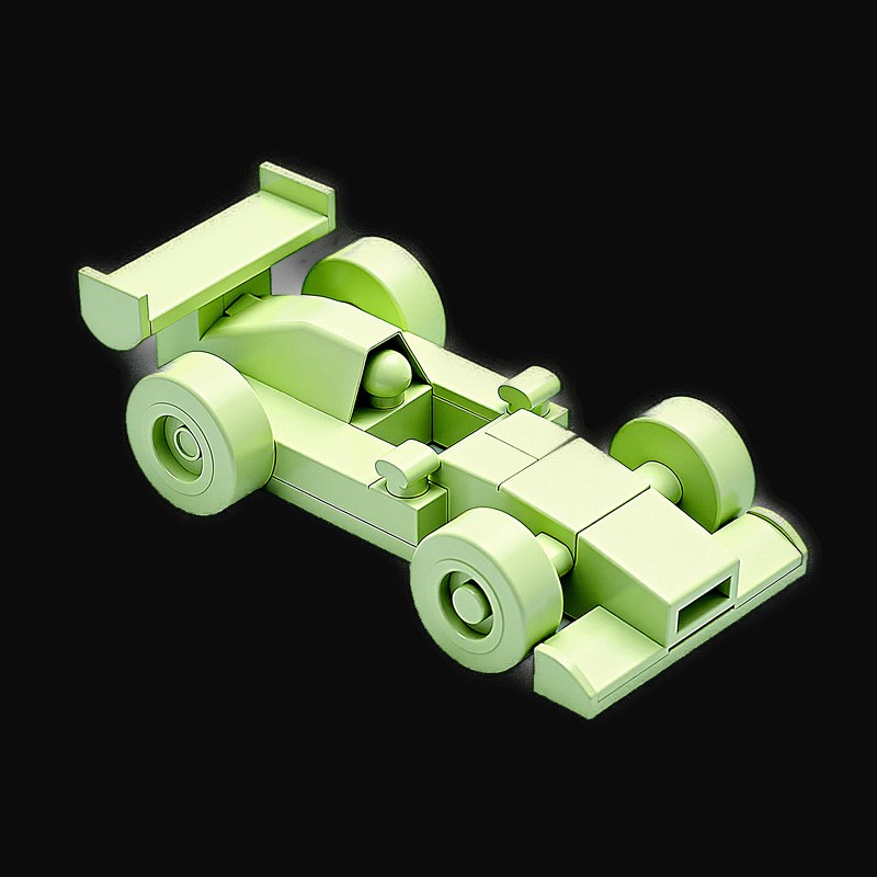 Green Toy Brick Racing Car - Clay 3 - 3D icon from Toy Brick Vehicles - Clay