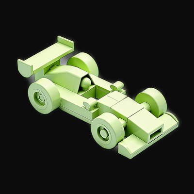 Green Toy Brick Racing Car - Clay 3 - 3D icon from Toy Brick Vehicles - Clay