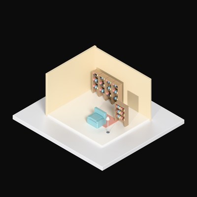 Bookstore Reading Nook - 3D icon from Interior Scenes