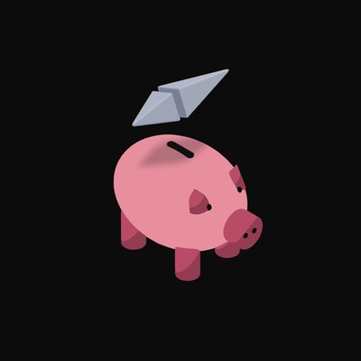 Ethereum Floating Over a Piggy Bank (Back) - animated icon from Crypto & Currency Piggy Bank Float