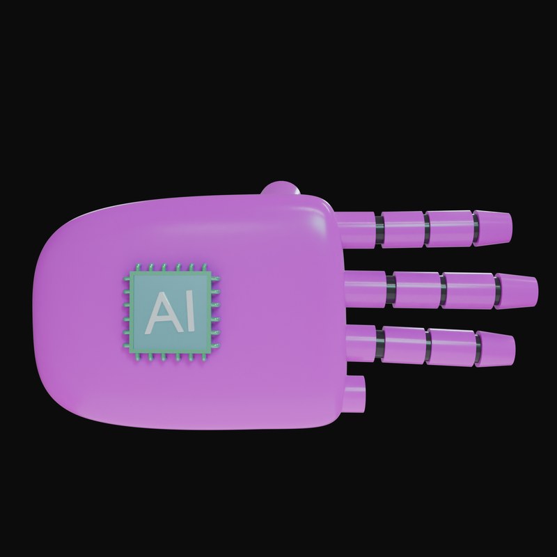 Magenta Three Fingers Robot Hand 3D Icon - 3D icon from Robot Hand Gestures 3D Icons