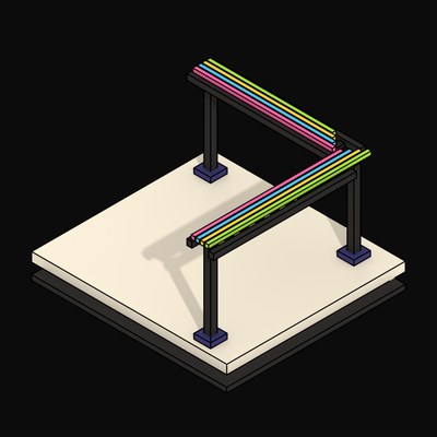 Ink Overhead Cable Tray Turning a Corner - 3D icon from Neo Brutalist AI Hardware