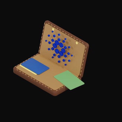 Cardano Floating Over a Wallet - 3D icon from Crypto & Currency Wallet Float