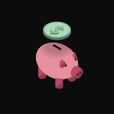 US Dollar Floating Over a Piggy Bank (Back) - animated icon from Crypto & Currency Piggy Bank Float