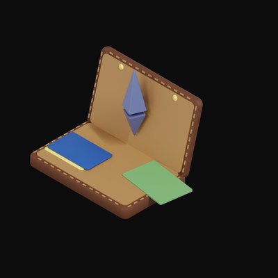 Ethereum Floating Over a Wallet - 3D icon from Crypto & Currency Wallet Float