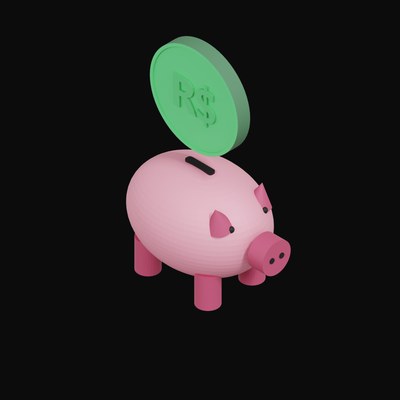 Brazilian Real Floating Over a Piggy Bank - 3D icon from Crypto & Currency Piggy Bank Float